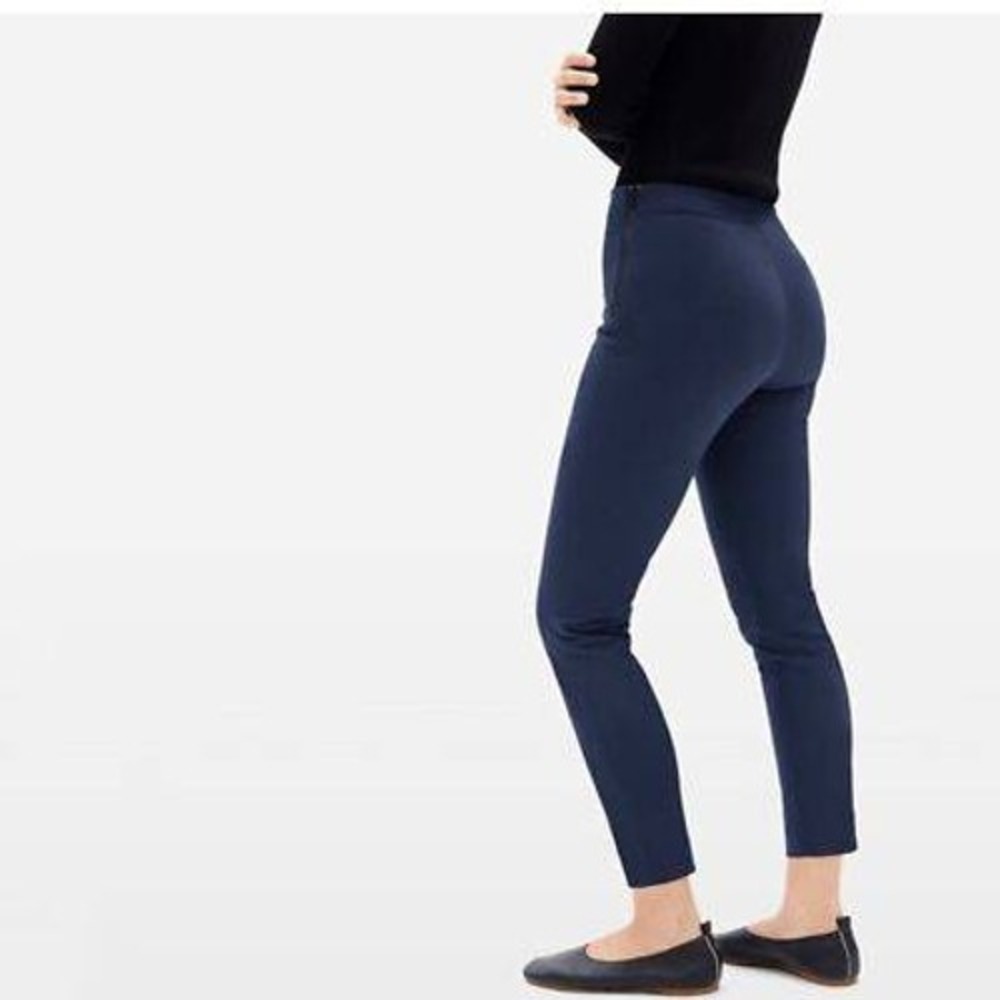 Everlane The Side-Zip‎ Work Pant Women's 14 Navy Blue Stretch Cotton Tapered